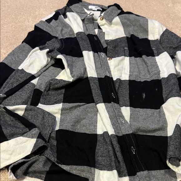 American Eagle Outfitters Blue Plaid and Sonoma Gray/black Striped Shirts - Picture 2 of 5